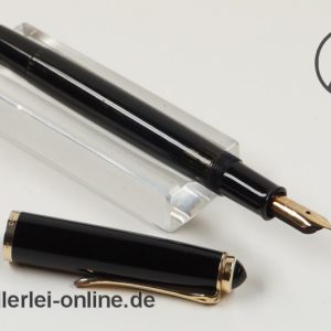 Pelikan 400N Füller | Kolbenfüller | schwarz gestreift | 14K/585 Goldfeder „F“
