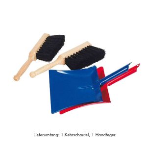 Kleine Metall-Kehrschaufel mit Handfeger