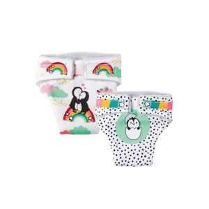 Heless Puppen-Stoffwindeln „Pinguin Pünktchen“, 2 Stück